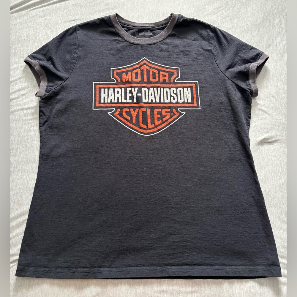 Harley-Davidson Black and Gray Crewneck Tee